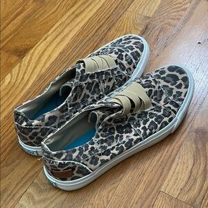 Leopard Print Sneakers with Tan Elastic Bands